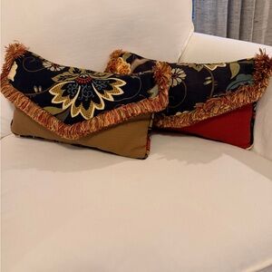 Floral Decorative Throw Pillows with Fringe